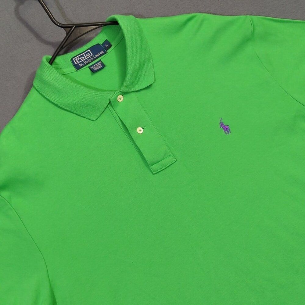 Polo Ralph Lauren Shirt Men's L Green Short Sleeve Cotton Polo